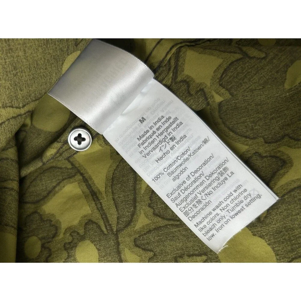 J. Crew Womens M Olive Green Camo Floral Long Sleeves Button Up Shirt Pockets